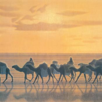 Poster, 'The Silk Roads' (illustrated by the painter Ikuo Hirayama)