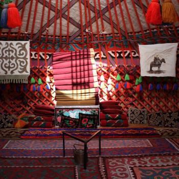 Inside a yurt, kyrgyz traditional dwelling